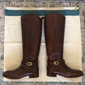 Tory Burch Size 7 Gold Brown Leather Marlene Boots